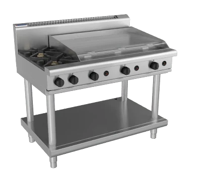 Waldorf RN8809G-LS 1200mm two burner 900mm grill gas cooktop leg stand stainless steel