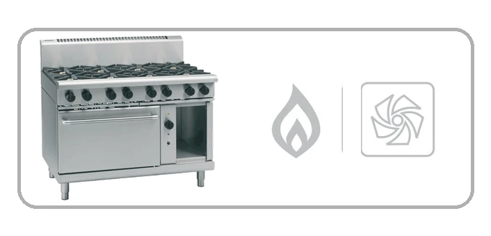 Waldorf RN8810GC 1200mm eight burner gas stove convection oven stainless steel
