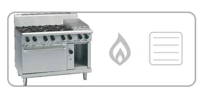 Waldorf RN8810G 1200mm eight burner gas stove static oven stainless steel