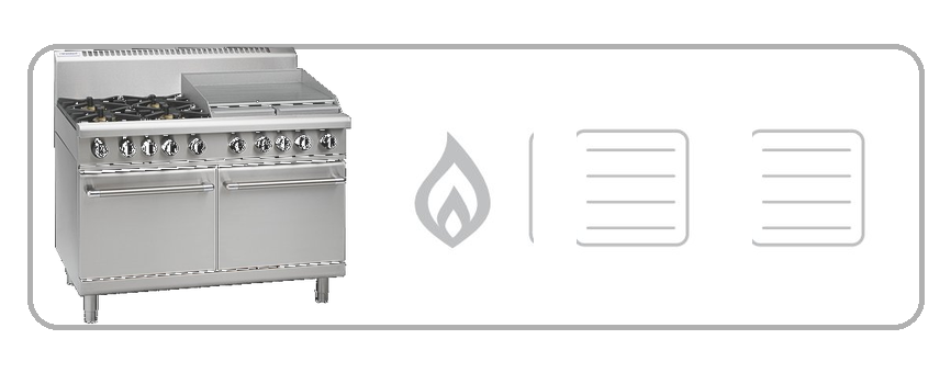 Waldorf RN8820G 1200mm eight burner gas stove double static oven stainless steel