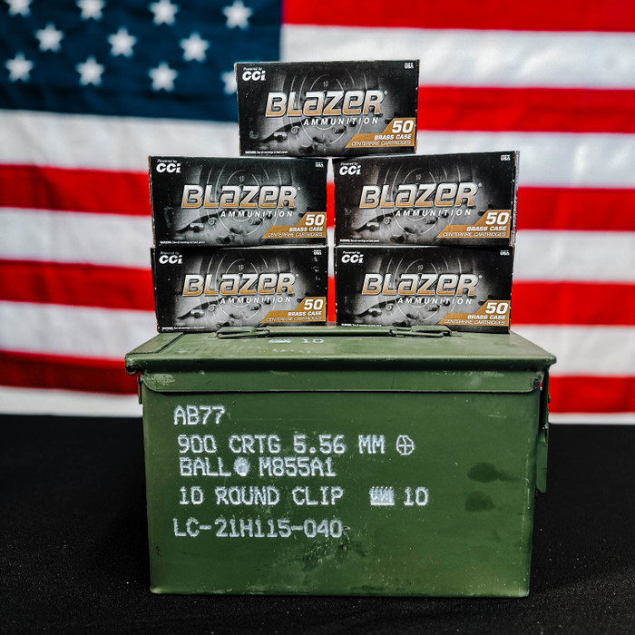 250 Rounds of CCI Blazer 9mm 115 Grain + 50 Cal Ammo Can