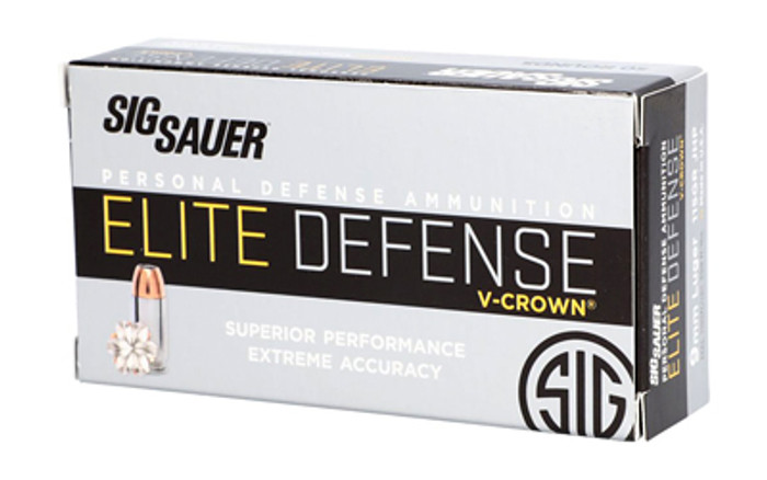 Sig Sauer Elite Performance V-Crown Ammunition 9mm 115gr JHP- 50 Rounds