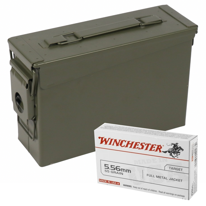 Winchester USA 5.56mm 55 Grain FMJ + Ammo Can