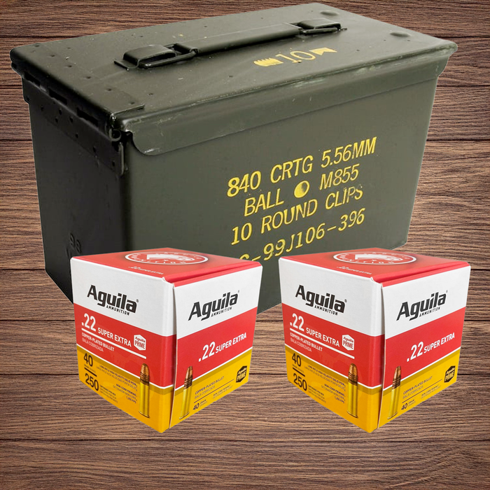 500 Rounds of Aguila 22LR + Ammo Can