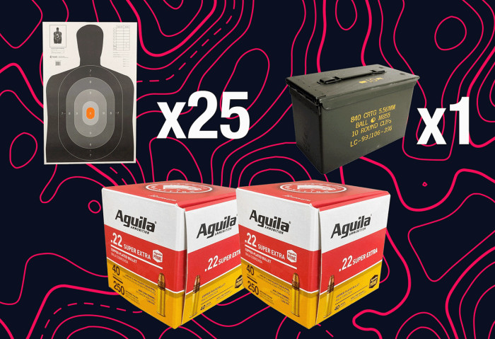 Range Ready Aguila Bundle - 500 Rounds Aguila 22LR | 25 Targets | 50 Cal Ammo Can