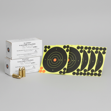 150 Rounds of 9mm + 10 Splatter Targets + "Join Or Die" Tumbler Bundle