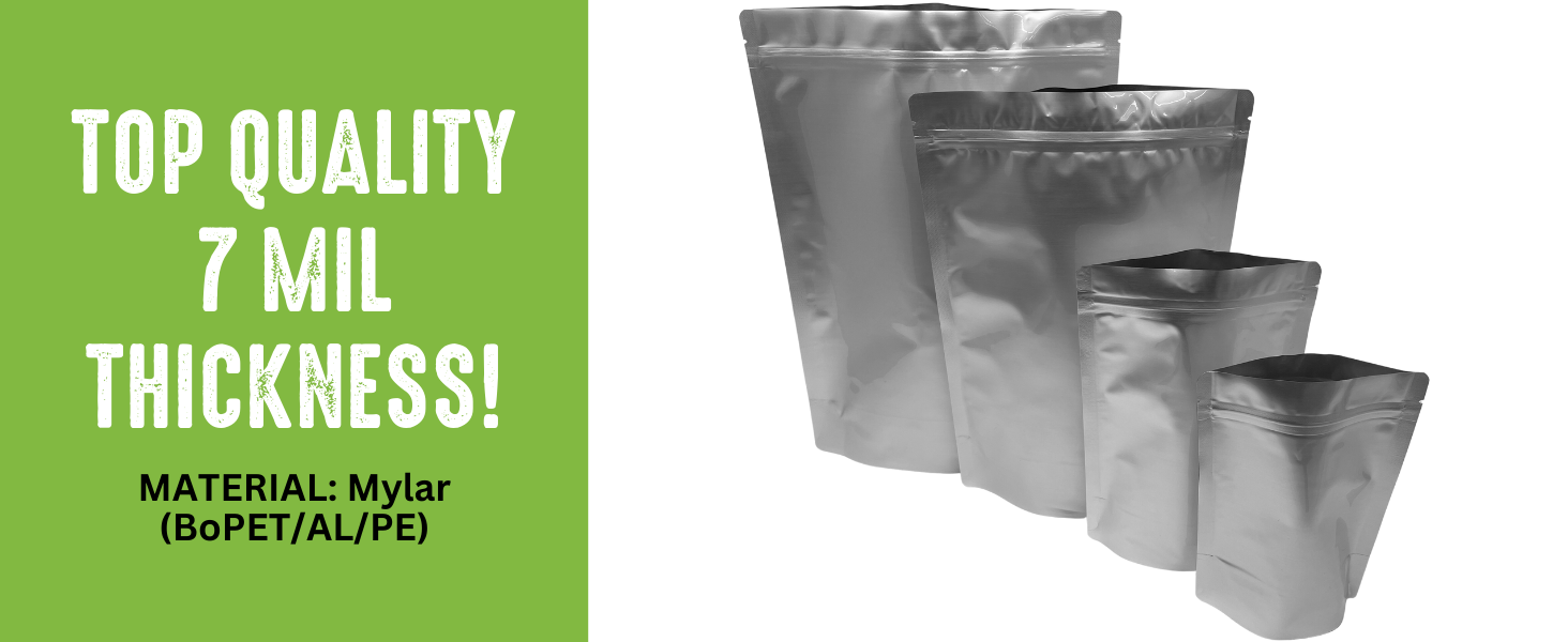 Gallon 7-Mil Zip Seal Mylar Bags.