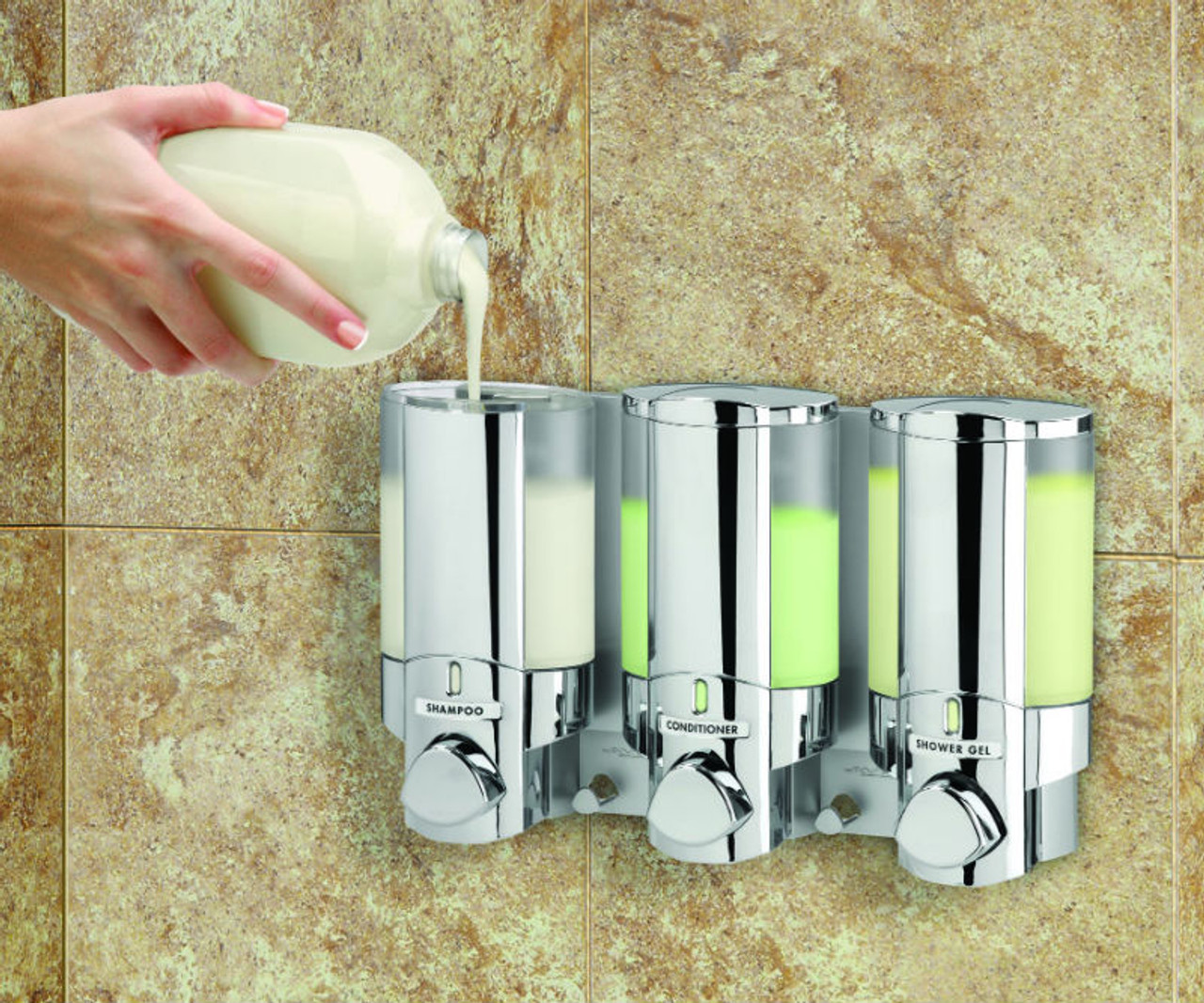 Better Living 76345 AVIVA III Shower Dispenser, Translucent Bottles