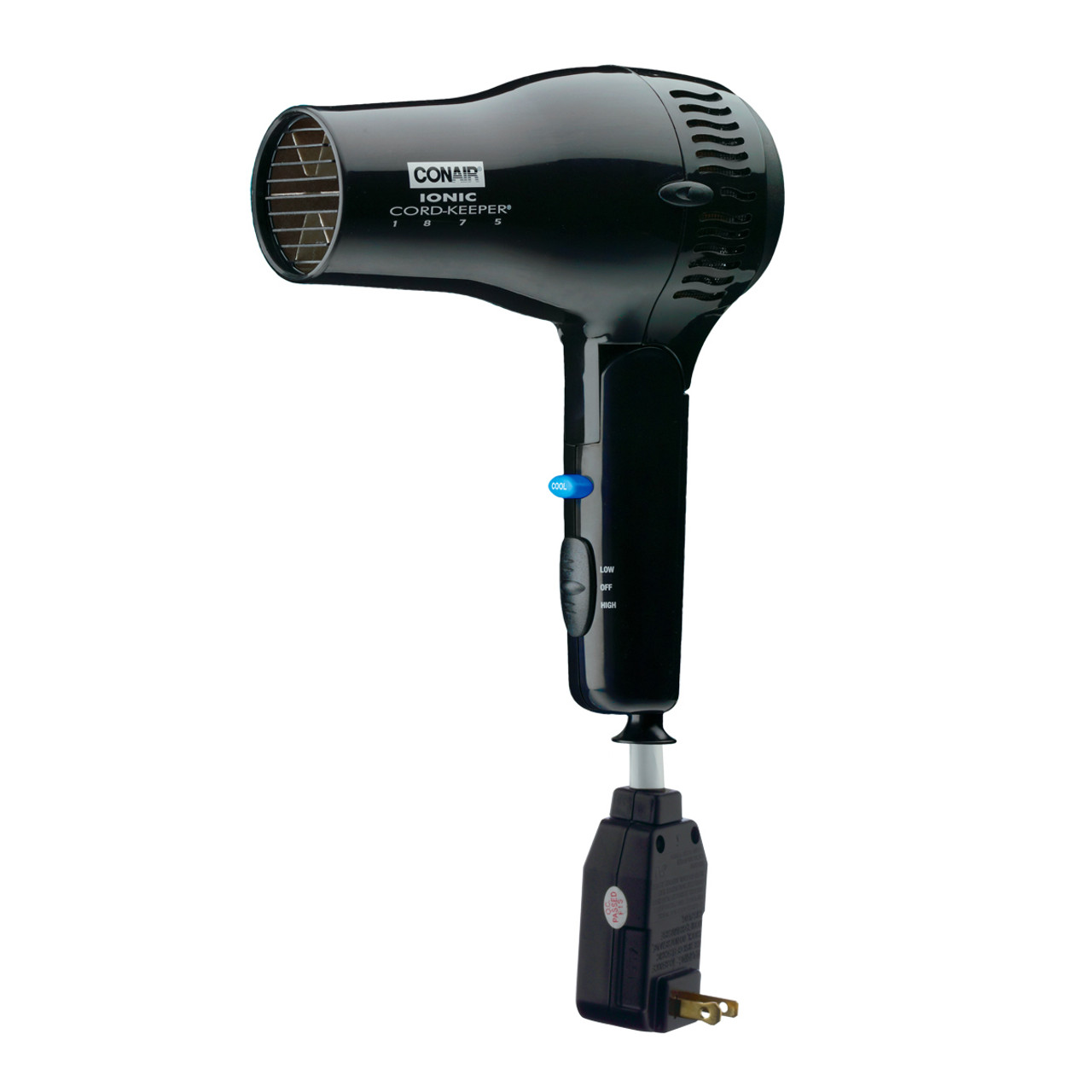 Conair 169BIW 1875 Watt Ionic CordKeeper Hair Dryer, Black