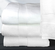 Oxford Miasma Bath Towel 27x54, 15.5 lb. 100% Cotton, Dobby Border, White, 1 dozen