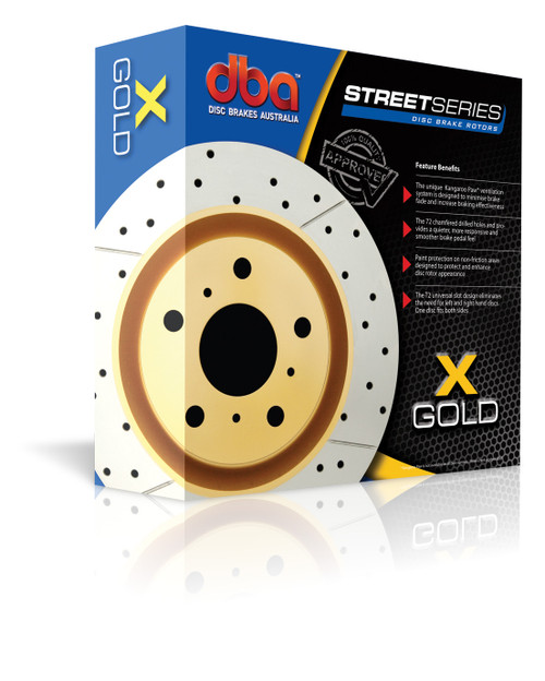 DBA Street Series X Gold Cross Drilled Brake_Rotor DBA040X
