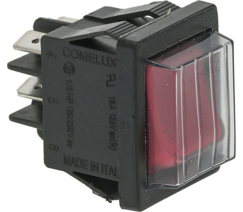 Comelux Red Illuminated Bipolar Rocker Switch – 16A 250V