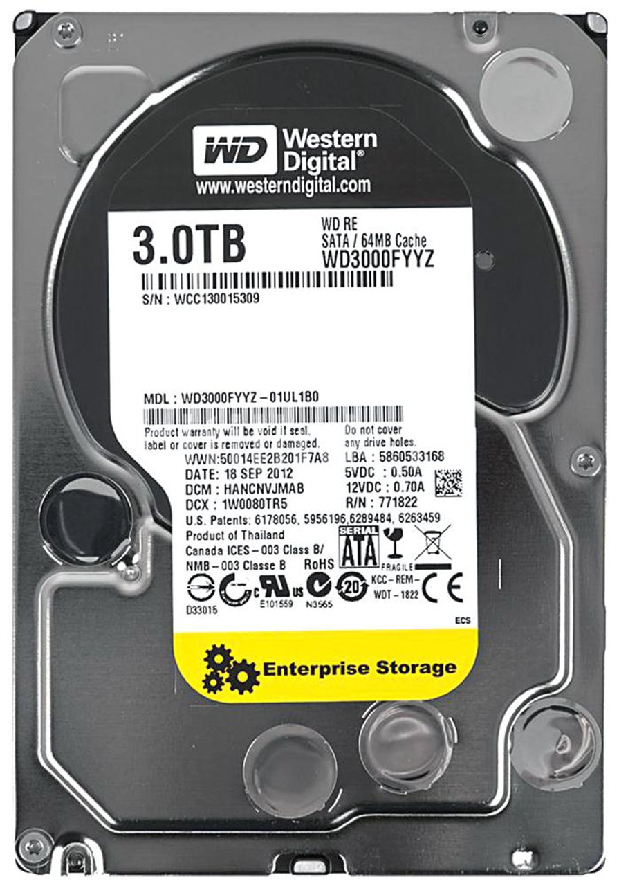 WD 3TB SATA 7200RPM 6GB/s 64MB CACHE 3.5 SATA HDD WD3000FYYZ