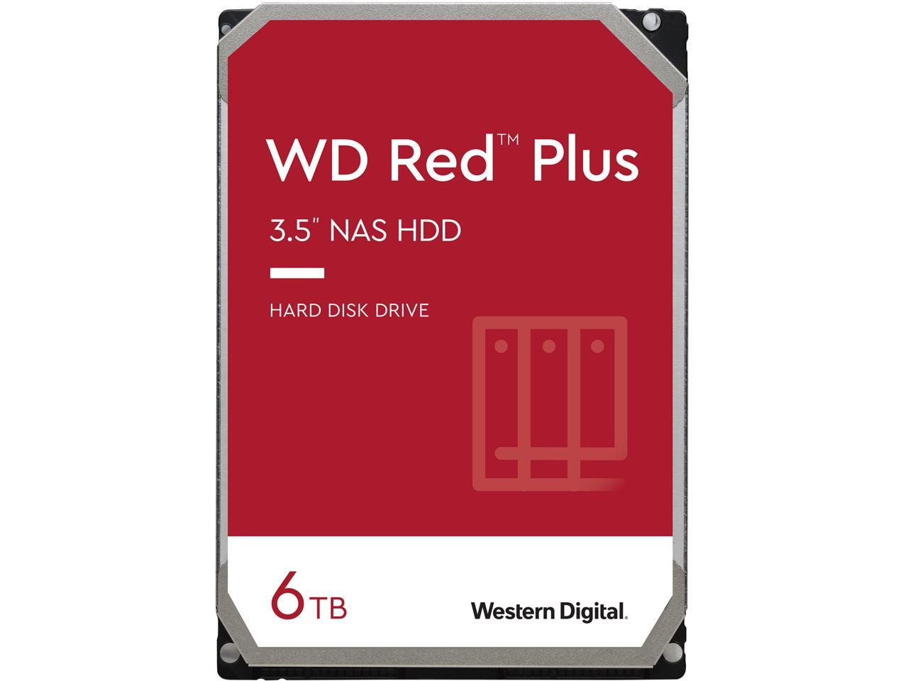 Odysseus Raffinaderi hungersnød WD Red Plus 6TB NAS Hard Disk Drive - 5400 RPM Class SATA 6Gb/s, CMR, 64MB  Cache, 3.5 Inch - WD60EFRX - TechnoDeals USA