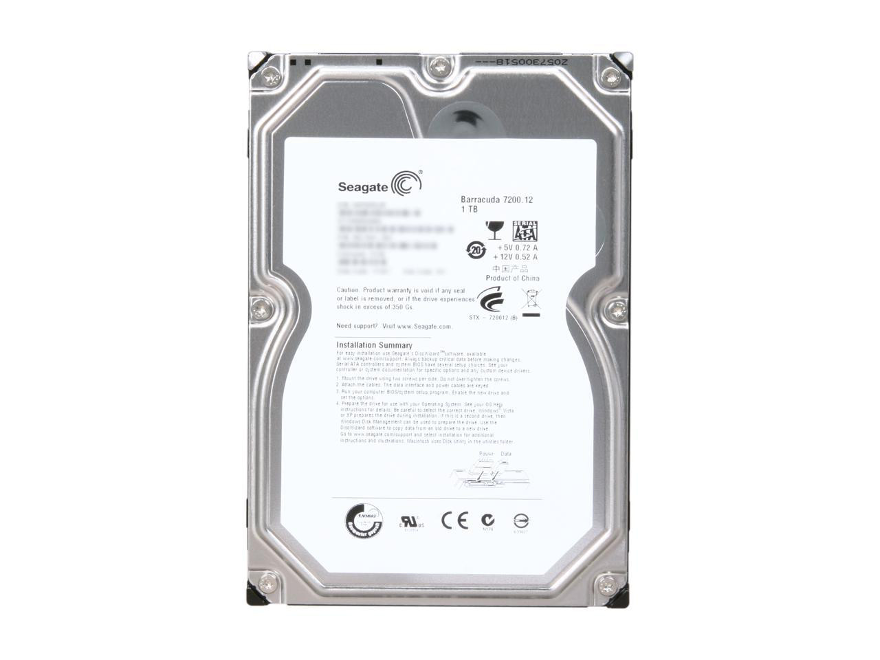 Seagate BarraCuda 7200.12 ST31000528AS 1TB 7200 RPM 32MB Cache SATA 3.0Gb/s  3.5