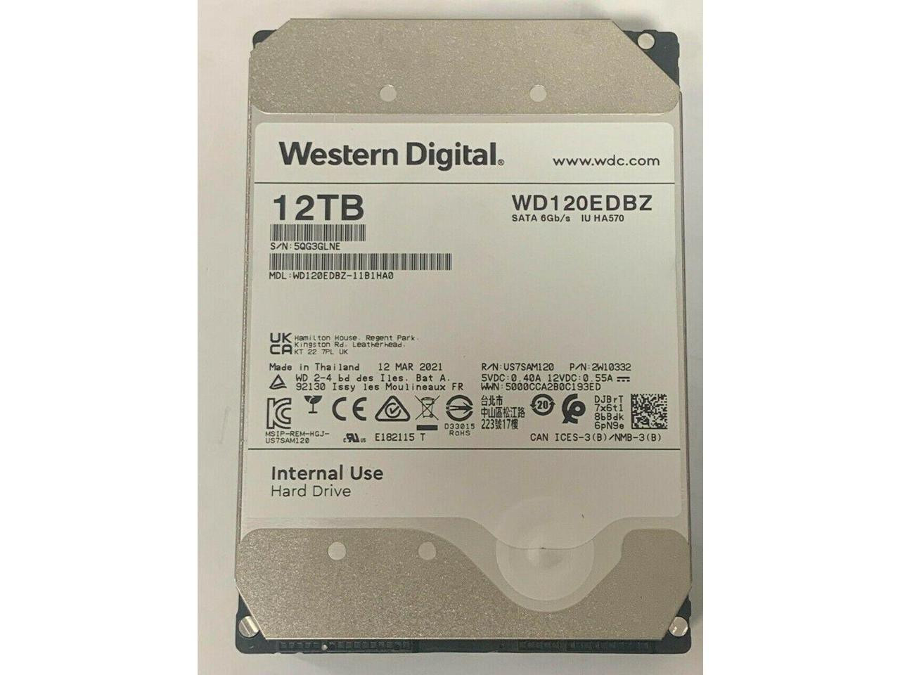 WD Plus 12TB NAS Hard Disk Drive 7200 RPM Class SATA 6Gb/s 256MB WD120EDBZ  - TechnoDeals USA