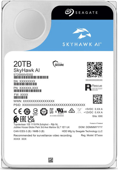 Seagate SkyHawk AI ST20000VE002 20TB 7200 RPM 256MB Cache SATA 6.0Gb/s 3.5" Internal Hard Drive