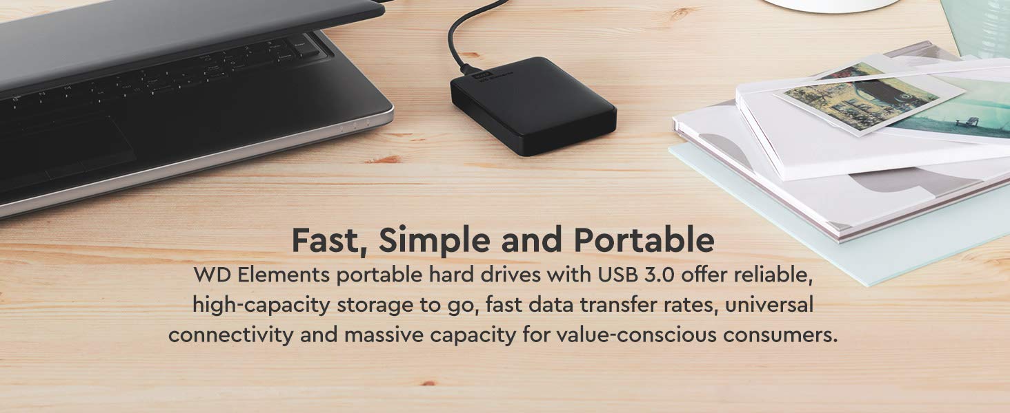  WD 2TB Elements Portable External Hard Drive HDD, USB