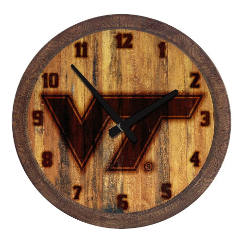 Virginia Tech Hokies: Branded "Faux" Barrel Top Wall Clock