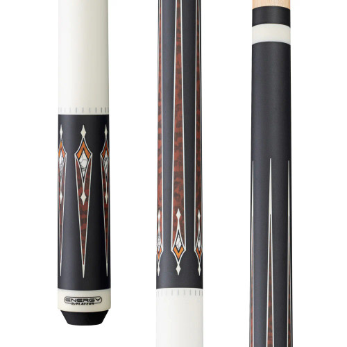 Energy By Players Matte White/Black With Thuya Burl Cue With Black Linen Wrap