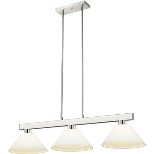 Cobalt 3 Light 46 inch Brushed Nickel Billiard Ceiling Light in Angular Matte Opal Glass