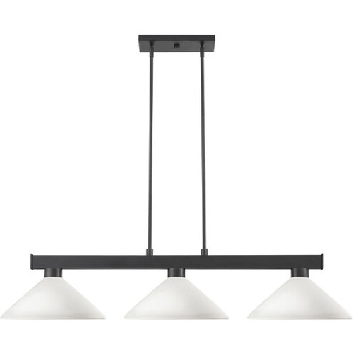 Cobalt 3 Light 46 inch Matte Black Billiard Ceiling Light in Angular Matte Opal Glass