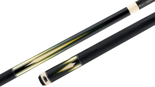 Predator LE True Splice 16 Pool Cue - Ebony with Green/Yellow Points - Leather Wrap (Comes with 12.4 and 11.8 REVO Radial Shaft