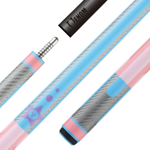 Poison Candy Sugar Pool Cue with Venom Carbon Fiber Shaft - NW- Pink/Light Blue