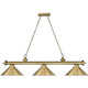 Cordon 3 Light 57.25 inch Rubbed Brass Billiard Ceiling Light in Rubbed Brass Metal