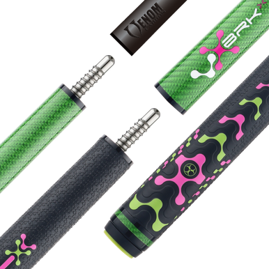 poison ブレイクキュー Poison VX Jump/Break Cue with Venom Carbon Fiber Shaft - Green/Pink