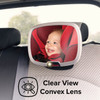 Diono Easy View® Plus Baby Car Mirror with Light, Safety Car Seat Mirror for Rear facing Infant with 360° Rotation, LED Night Light, Wide Crystal Clear View, Shatterproof, Crash Tested [Silver]