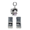 Diono Racoon Character Car Seat Straps & Linkee Toy, Shoulder Pads for Baby, Infant, Toddler, 2 Pack Reversible Soft Seat Belt Cushion and Stroller Harness Covers Helps Prevent Strap irritation, Gray [Raccoon]