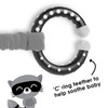 Diono Racoon Character Car Seat Straps & Linkee Toy, Shoulder Pads for Baby, Infant, Toddler, 2 Pack Reversible Soft Seat Belt Cushion and Stroller Harness Covers Helps Prevent Strap irritation, Gray [Raccoon]