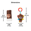 Diono Bear Character Car Seat Straps & Linkee Toy, Shoulder Pads for Baby, Infant, Toddler, 2 Pack Reversible Soft Seat Belt Cushion and Stroller Harness Covers Helps Prevent Strap irritation, Brown [Bear]