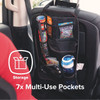 Diono Stow 'n Go® Car Back Seat Organizer for Kids, Kick Mat Back Seat Protector, With 7 Storage Pockets, 2 Drinks Holders, Water Resistant, Durable Material [Black]