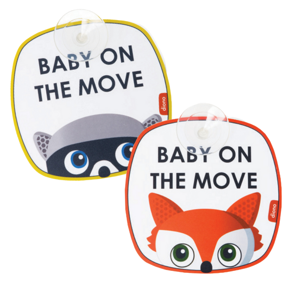 Diono Baby on the Move 2 Pack of Baby On Board Car Window Stickers with Suction Cups, Bright Yellow [Muti]