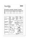 Burda Style BUR5833 | Burda Style Pattern 5833 Stuffed Animals | Back of Envelope