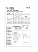 Burda Style BUR5835 | Burda Style Pattern 5835 Misses' Dress | Back of Envelope