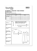 Burda Style BUR5853 | Burda Style Pattern 5853 Misses' Homewear | Back of Envelope