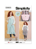 Simplicity S9805 | Misses' Pinafore Aprons and Tote in One Size by Elaine Heigl Designs | Front of Envelope