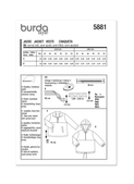 Burda Style BUR5881 | Burda Style Pattern 5881 Misses' Jacket | Back of Envelope