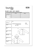 Burda Style BUR9236 | Burda Style Pattern 9236 Children's Jacket | Back of Envelope