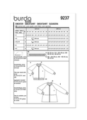 Burda Style BUR9237 | Burda Style Pattern 9237 Children's Blouson Top | Back of Envelope
