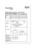 Burda Style BUR9225 | Burda Style Pattern 9225 Children's Jacket & Dress | Back of Envelope