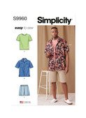 Simplicity S9960 | Simplicity Sewing Pattern Men's Knit T-Shirt, Shirt and Shorts | Front of Envelope