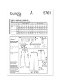 Burda Style BUR5761 | Burda Style Sewing Pattern 5761 Misses' Cargo Trouser Pants | Back of Envelope