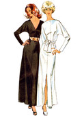 Simplicity S3046 | Simplicity Sewing Pattern 1970s Misses' Knit Dress in Two Lengths Worn Forward or Backward and Sash