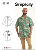 Simplicity S9157 | Men's Open Pointed Collar Shirts | Front of Envelope