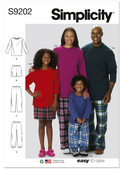 Simplicity S9202 | Misses'/Men's/Children's/Boys'/Girls' T-Shirt, Shorts and Pants | Front of Envelope