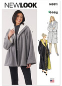New Look N6811 | New Look Sewing Pattern Misses' Coat in Two Lengths and Jacket | Front of Envelope